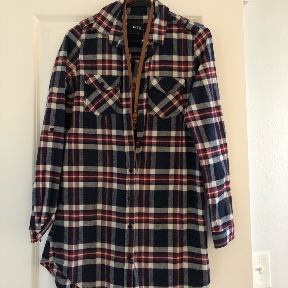 Never before worn plaid teeshirt dress with belt